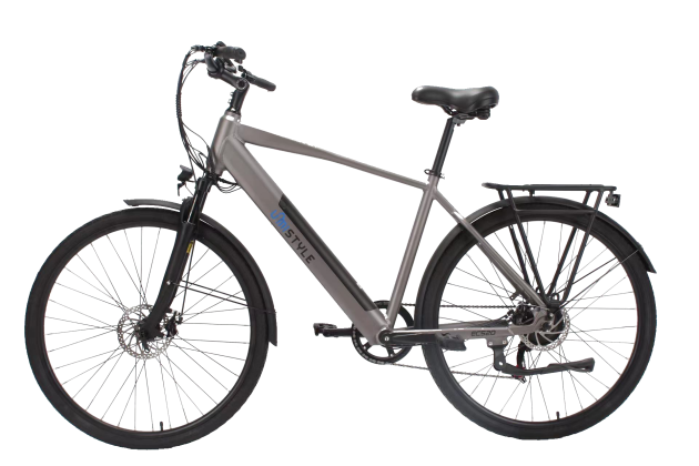 Bicicleta electrica mistyle gris con parrilla